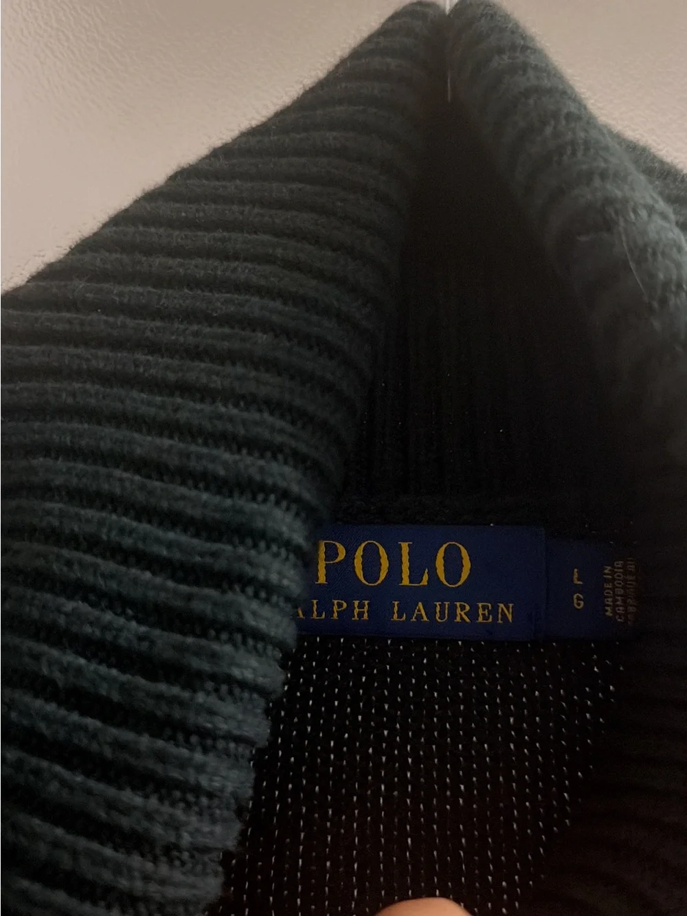 Polo by Ralph Lauren Dark Green Turtleneck Sweater with Horse Motif